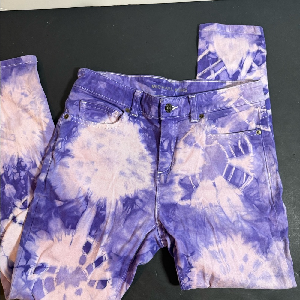 Michael Kors Women's Purple and Light Pink Tie-Dye Skinny Jeans